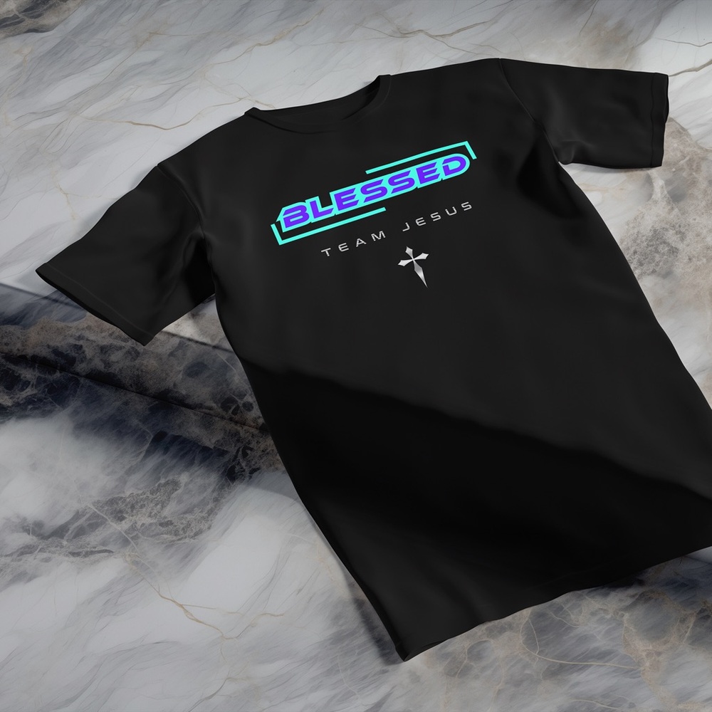 Men’s Shirt Blessed Team Jesus Christian Faith T-Shirt